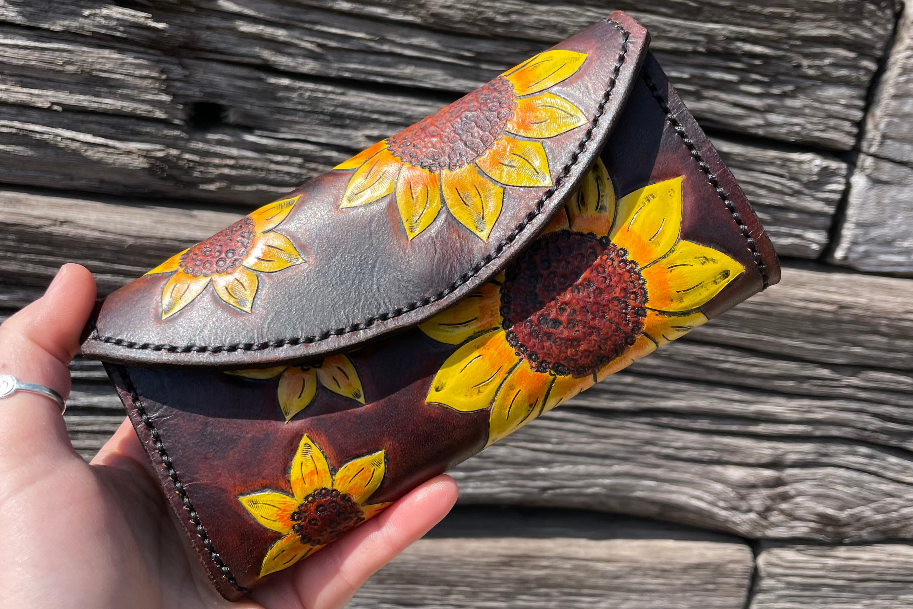 Women's Clutch Wallet with Sunflowers